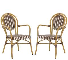 Safavieh Rosen French Bistro Stacking Arm Chair Set Of 2 Qvc Com Outdoor Patio Furniture Sets Patio Furniture Sets Aluminum Patio Furniture