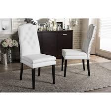 Nailheads Trim Dining Chair White Faux Leather Dining Chairs White Dining Chairs White Leather Chair
