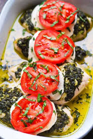 Tomato Mozzarella Chicken Bake Pesto Chicken Pesto Recipes How To Make Mozzarella Chicken Mozzarella Chicken Health Dinner Recipes Baked Chicken Recipes