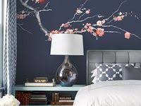 Japanese Style Zen Interior Decoration Mei Flowers On Dark Blue Background Con Imagenes Decoracion De Paredes Dormitorio Decoracion De Muros Dormitorio De Mujer