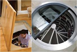 Spiral Wine Cellars This wine cellar has a spiral staircase and goes in your kitchen floor.