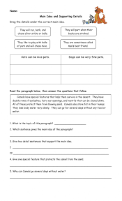 main idea supporting details worksheet