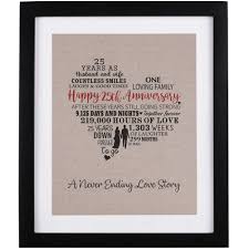 25th wedding anniversary is a big deal! Amazon Com 25th Wedding Anniversary Gift Burlap Print With Frame 25th Anniversary Gifts For Couple 25th Anniversary Frame For Husband And Wife Kitchen Dining