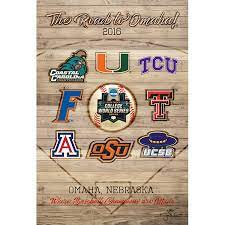 Each game of the 2016 women's college world series will take place from asa hall of fame stadium in oklahoma city, oklahoma. Ncaa 2016 Cws Team Print Canvas Or Print Art On Locations
