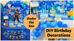 Aquatic, nautical and under the sea stencils, stickers and coordinating home decor for children. Under The Sea Themed Diy Birthday Decorations Cheap And Easy Birthday Decorations Ideas At Home Youtube