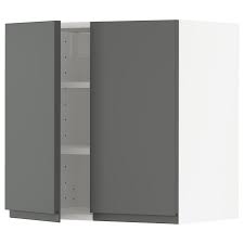 Metod Wandschrank Mit Boden Und 2 Turen Weiss Voxtorp Dunkelgrau Ikea Osterreich In 2020 Weisse Turen Wandschrank Und Schrank