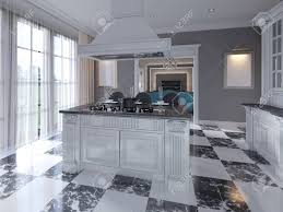 Hot promotions in art deco floor tile on aliexpress if you're still in two minds about art deco floor tile and are thinking about choosing a similar product, aliexpress is a great place to compare prices and sellers. Modern Art Deco Style Kitchen With Trendy Black And White Furniture Stock Photo Picture And Royalty Free Image Image 148836142
