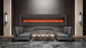 Sierra flame wall or flush mount linear 60 electric fireplace | steel surround and clear media. 48 Sierra Flush Wall Mount Electric Fireplace W Steel Surrounding With Clear Media