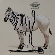 Lively Illustrations Of Tiny Men Coloring Animals Zebra Art Animal Paintings Playful Painting