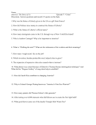 25 question viewing guide for episode 9 (bust) of the history channel documentary series america: Name Episode 7 Cities