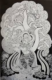 Black And White Mural Painting Outline Murlidhara Krishna Mural Poster In 2020 Kerala Mural Painting Madhubani Art Kalamkari Painting