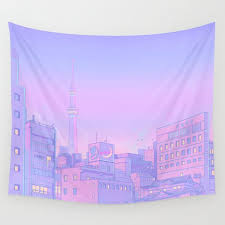 Tropical palm trees seascape tapestry beach summer art wall hanging picnic mat. Sailor City Wall Tapestry Room Tapestry Pastel Room Kawaii Bedroom