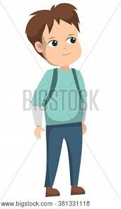 Young boy with short curly brown hair and brown eyes lying on the floor in his living room on his stomach. Schoolboy Standing Vector Photo Free Trial Bigstock