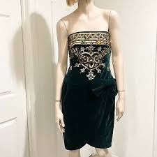 Black After Five Dresses Details About Vintage Julie Duroche After Five Emerald Green Velvet Strapless Formal Dress 10 In 2020 Strapless Dress Formal Vintage Formal Dresses Floral Gown Dress