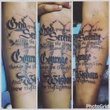 The serenity prayer tattoo costs $100 and can go up to $300 or more if it covers your entire side or half of your back. Tattoo Uploaded By Brent Dwayne Mcginnis Serenity Prayer Action Serenityprayer Serenity Forerm Delta9 Indiana Indianatattoo 430200 Tattoodo