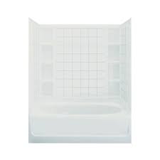 This category contains tub and shower replacement stems from brasscraft. Sterling Ensemble 42 In X 60 In X 72 In Standard Fit Bath And Shower Kit With Left Hand Drain In White 71110116 0 The Home Depot
