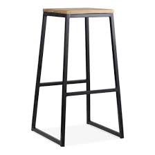 Consec Metal Bar Stool Solid Elm Wood Black 75cm Barhocker Holz Barhocker Hohenverstellbar Hocker