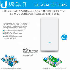 Submitted 2 years ago by charmerofturtles. Ubiquiti Unifi Ap Ac Mesh Pro Uap Ac M Pro Us 802 11ac 3x3 Mimo Outdoor Wi Fi Access Point 4 Units