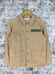 Vintage 1990 S Olive Des Olive Workers Jacket Medium Jacket Buttons Rayon Shirt Work Wear