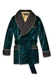 Men S Smoking Jacket Emerald Green Black Gold Velvet Quilted Silk With Cord Piping