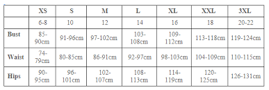 Bamboo Body Size Chart Stylelement