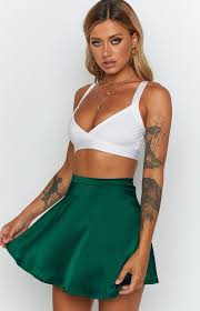Sasha Flared Mini Skirt Emerald Beginning Boutique Flared Mini Skirt Mini Skirts Green Mini Skirt