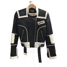 BALMAIN Jackets T.International S Leather Black ref.825995 - Joli Closet