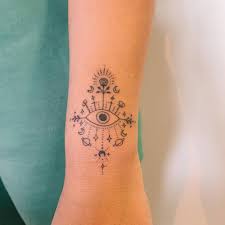 On colors infinity's bffs with vogue season 3, khushi had revealed that she has a thing for the tattoos and already has three tattoos in total, on her body.one tattoo comprises of all her family's birthdays in roman numerals, the second is of her bestie's name and. Ornamental Evil Eye Tattoo On The Wrist