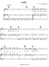 I Lived Sheet Music Onerepublic Sheetmusic Free Com