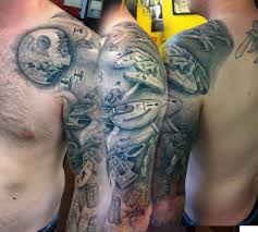 For years, star trek fans were labeled the nerdiest of all the nerds. Space Themed Tattoo Sleeve Starwars Startrek Stargate Etc Cyberpunk Tattoo Geek Tattoo Nerd Tattoo