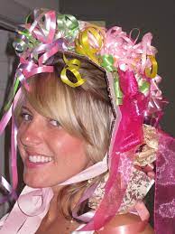 Baby Shower Hat Made With All The Bows From The Gifts Baby Shower Hats Baby Shower Princess Baby Shower