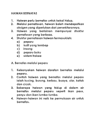 Kebanyakan haiwan daratan bernafas melalui peparu. Haiwan Bernafas Thn 4