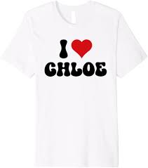 Camiseta prémium con texto en inglés "I Love Chloe I Heart Chloe" para el  día de San, Blanco