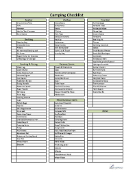 Camping Checklist Printable Pdf Organizer For Campers