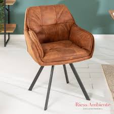 Drehbarer Design Stuhl Mr Lounger Hellbraun Mit Armlehne Leder Esszimmer Stuhle Drehbare Esszimmerstuhle Drehstuhl Esszimmer