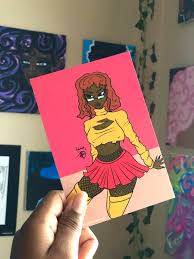 Black Velma Baddie Tiny Print Fan Art Scooby Doo Art - Etsy