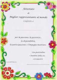 Maestra Nella Attestato Per La Rappresentante Della Sezione Scuola Diploma Di Scuola Materna Le Idee Della Scuola