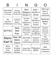 E3 2021 nintendo direct start time. Nintendo E3 2021 Bingo Card