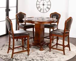 Transform any room into a stunning game room with this game table.it comes in a beautiful rich oak finish that will accent any room's decor. Bellagio Dining Chess And Poker Table Set 5 Piece Sunset Trading