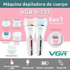 Depiladora Eléctrica Mujer Facial 6 en 1 VGR V-733 Usb IPX7 – VGR Argentina