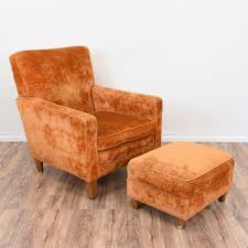 Carrera sofa set table chair and ottoman. Orange Velvet Mid Century Modern Chair Ottoman Loveseat Online Auctions San Diego