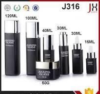 Luxury Black Glass Cosmetics Bottle 30ml 50ml 110ml 130ml ...
