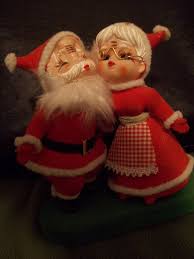 Claus (also known as mrs. Mr And Mrs Santa Claus Kissing Flocked Plastic Figures Etsy Christmas Collage Vintage Christmas Decorations Christmas Display