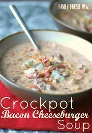 In the meantime, cook the 6 strips of bacon in the microwave between several sheets of paper towel. Crockpot Bacon Cheeseburger Soup Family Fresh Meals