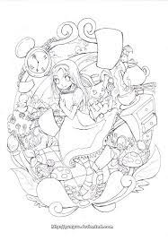 Coloring alice in wonderland is a fantastic picture for coloring with characters and stories from the fairy tale. Wonderland Lineart By Gunyuu On Deviantart Animal Coloring Pages Dover Coloring Pages Colouring Art Therapy