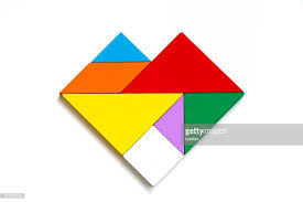 Colorful Wood Tangram Puzzle In Heart Shape On White Background Tangram Puzzles Tangram Simple Pictures