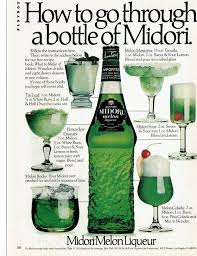 1980 Advertisement Midori Melon Liqueur Suntory Go Through A Bottle Recipes Cocktails Drinker Green Drinks Mixed Bar Pub Wall Art Decor Midori Drinks Melon Liqueur Liquor Drinks