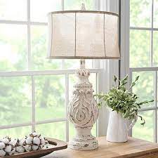 Caroline Distressed Cream Table Lamp In 2021 Farmhouse Table Lamps Table Lamps Living Room Cream Table Lamps