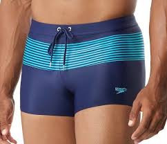 speedo mens fitness stripe splice square leg swim swimwear