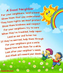 Kindness Towards The Neighbours Poem Character Building Activities Islamic Rhymes Poems About School